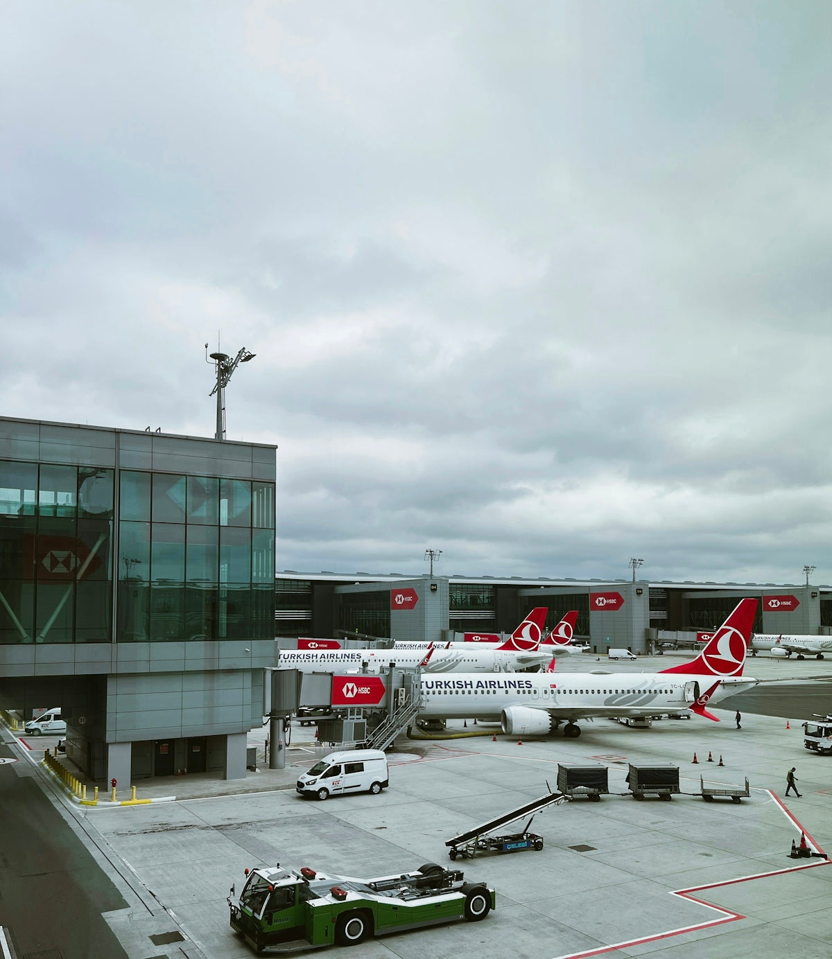 an airplane is parked at an airport