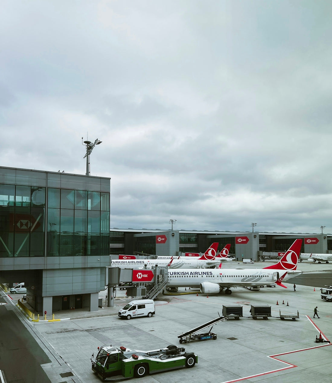 an airplane is parked at an airport